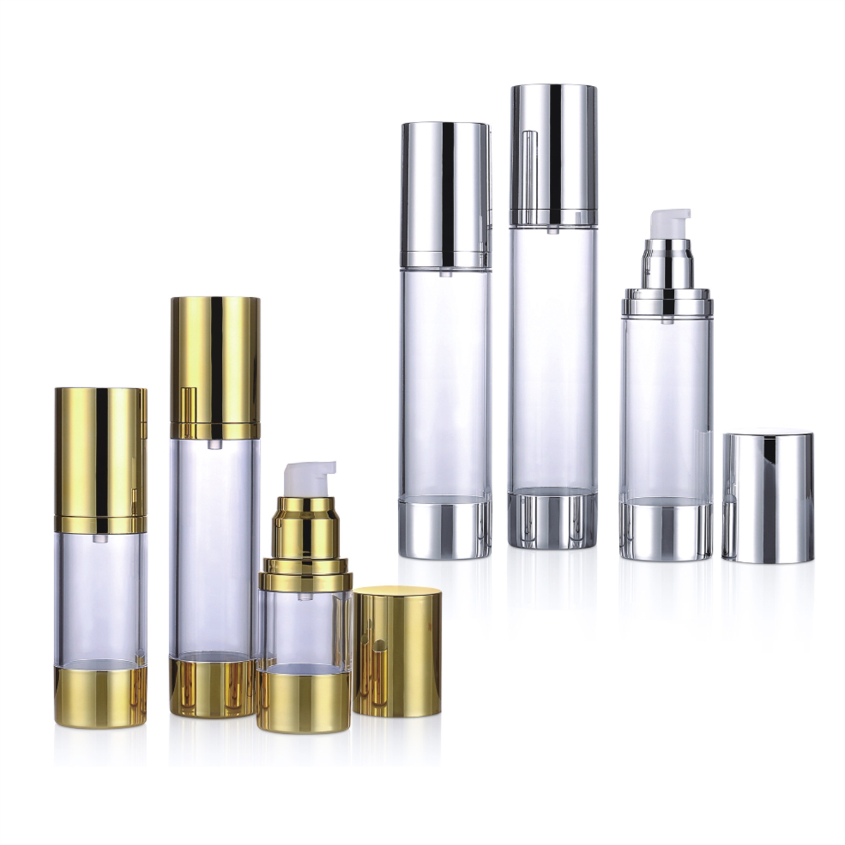 15ml 30ml 50ml 80ml 100 มล. 120ml Silver Label Label Lation Lotion Lotion Pump Pump Mist Spray บรรจุภัณฑ์เครื่องสำอางขวด Airless L04