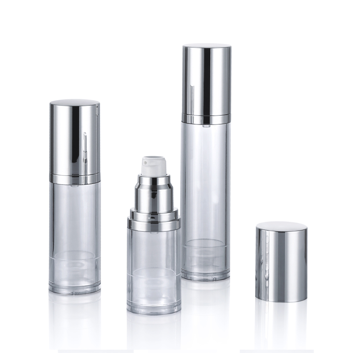 15ml 30ml 50ml Custom Shiny/Matte Silver Cosmetic Skin Care Bottle Pump Pump Pump