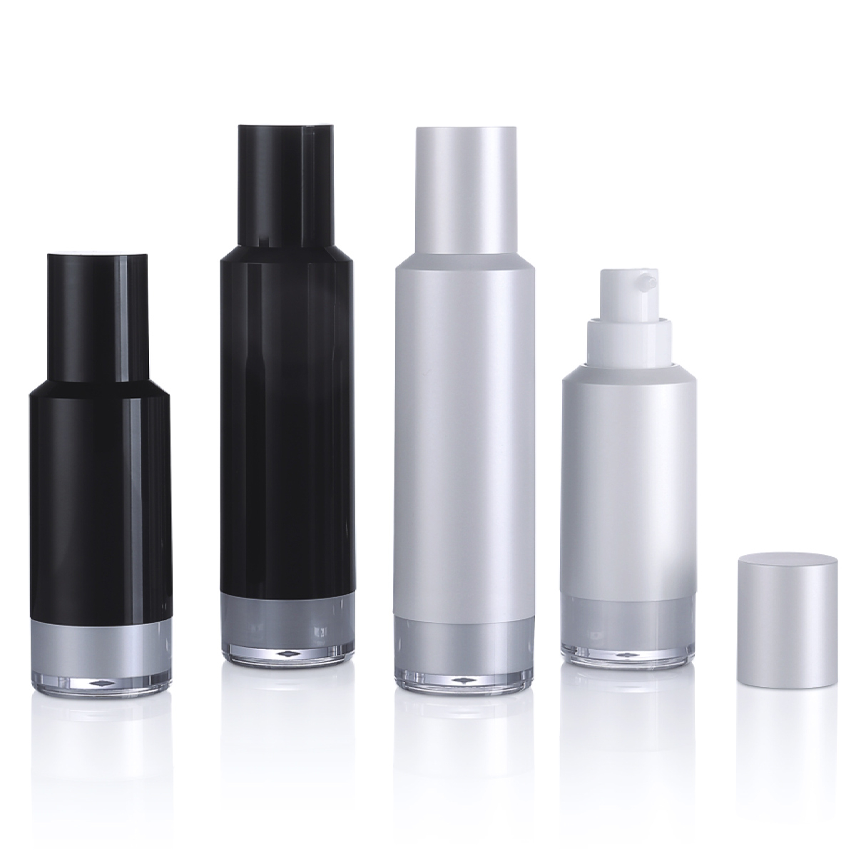 15ml 30ml พลาสติกหรูหรา PP โลชั่นเคลือบสีดำขวดปั๊มไร้อากาศสำหรับบรรจุภัณฑ์ดูแลผิว L07