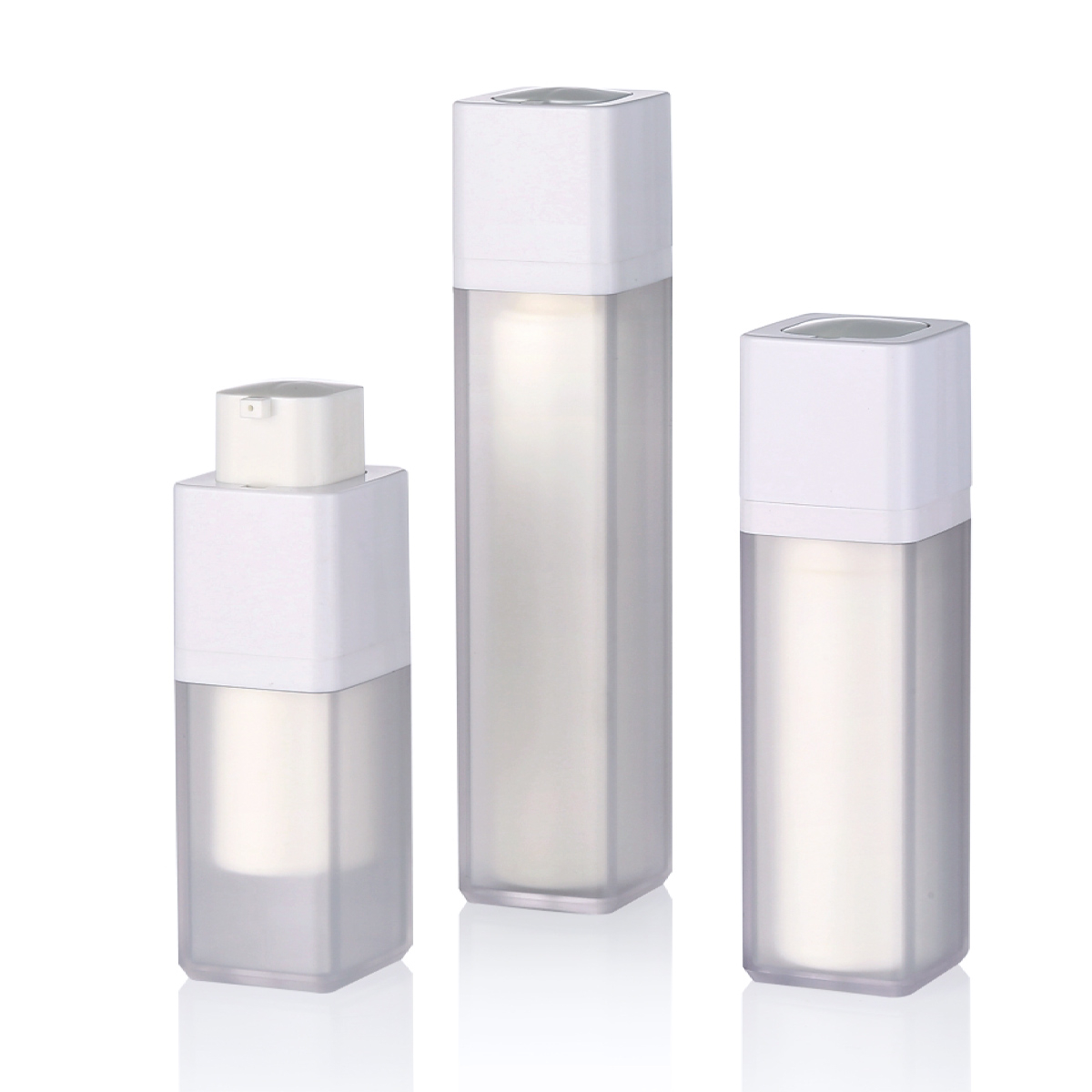15ml 30ml 50ml สูญญากาศน้ำค้างแข็งสีขาวด้านในแบบโรตารี่ขวดปั๊มอากาศแบบไม่มีอากาศสองห้อง